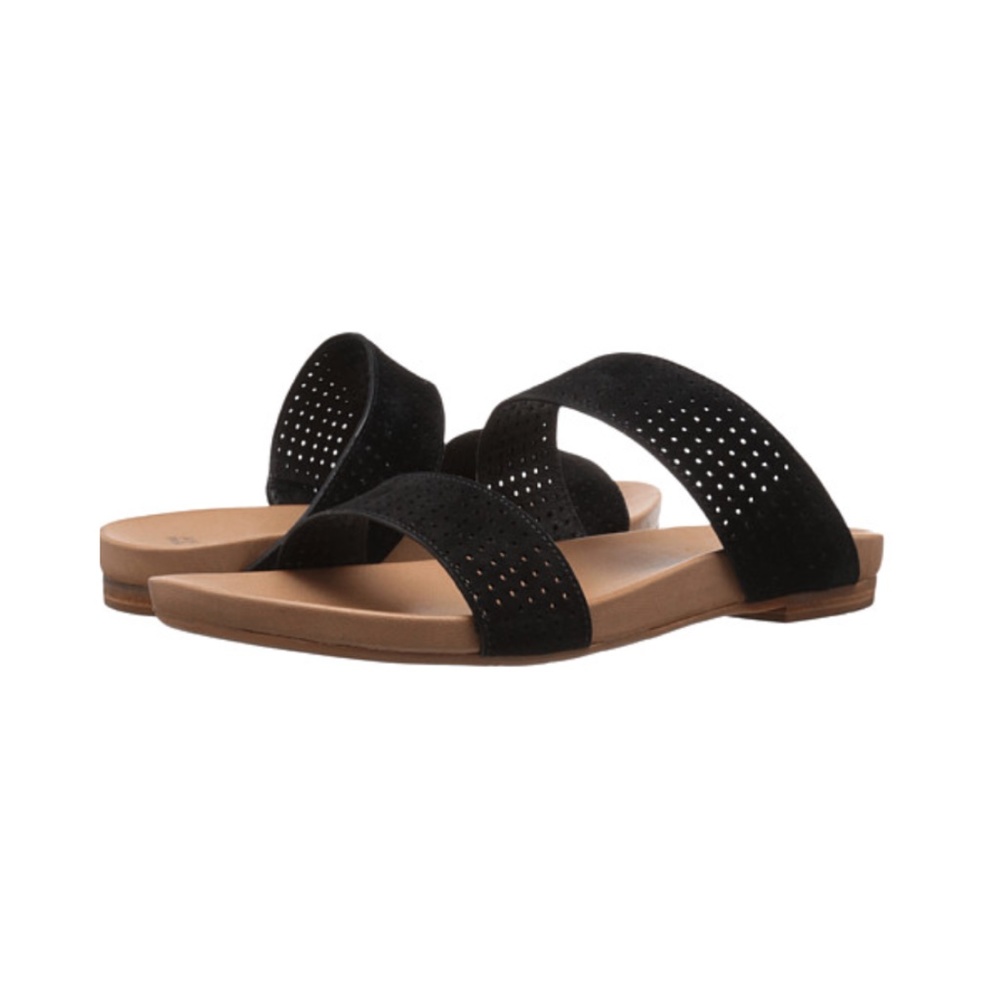 Johnston & Murphy Jodi Perforated Slide Black Leather Suede 9